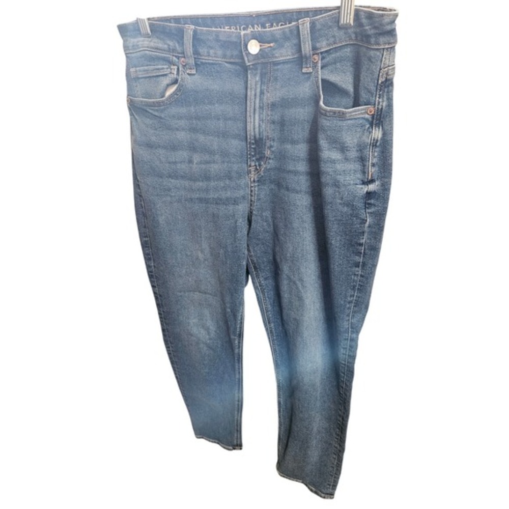 American Eagle Jeans Womens Blue Denim High Rise Slim Straight Leg Pants‎